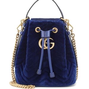 NWT Gucci velvet marmont dark blue gg bucket bag